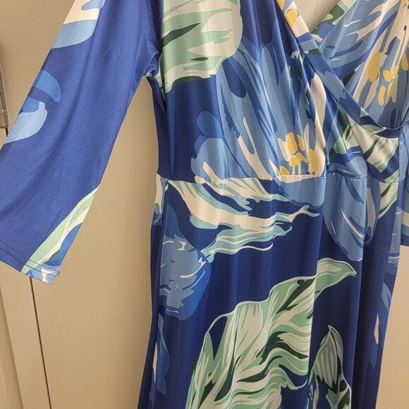 Plus Size Maxi Dress for Women Casual Summer Sundress V-Neck 3/4 Sleeve (XXL) - Picture 3 of 9